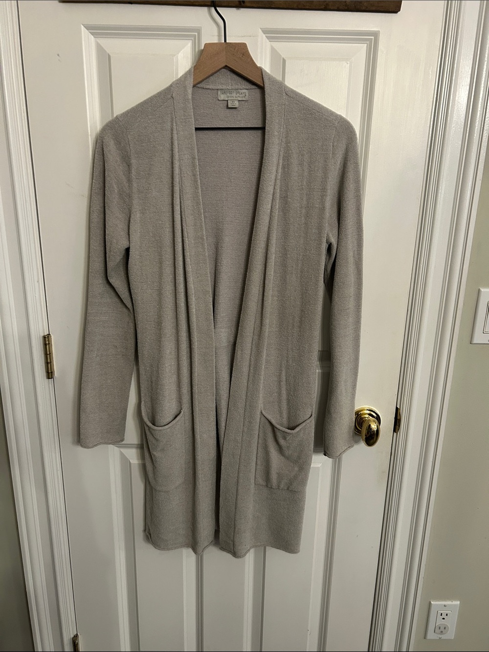 Barefoot Dreams Open-Front Cardigan in taupe